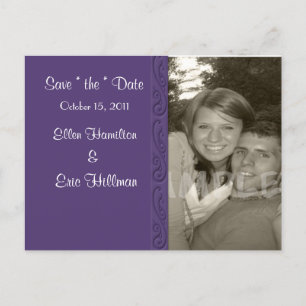 PURPLE frame photo announcement Postcard