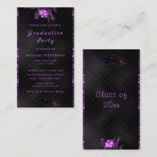 Purple Framed Black Modern Grad Party Invitation