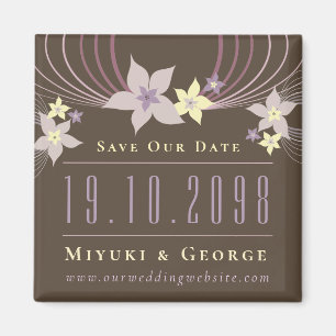 Purple Frangipani Wedding Save The Date Magnet