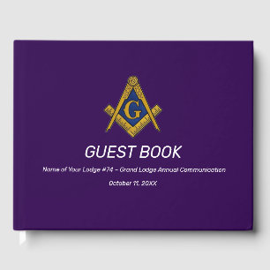 Purple Freemasons Masonry Square and Compass Guest Book