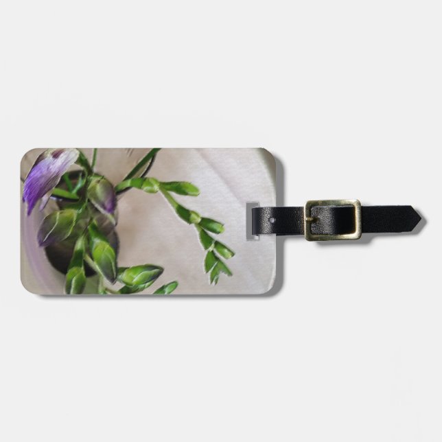 purple freesia buds luggage tag (Front Horizontal)