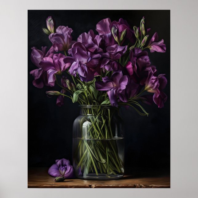 Purple Freesia Flowers Art Print Poster (Front)