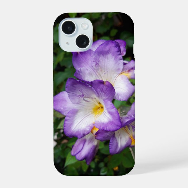 Purple Freesia Flowers iPhone 15 Case (Back)