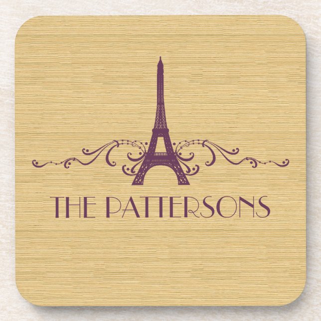 Purple French Flourish Coaster Set (Front)