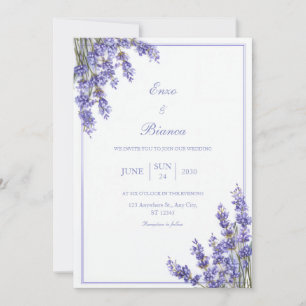Purple French Lavender Rustic Minimalist Frame Invitation
