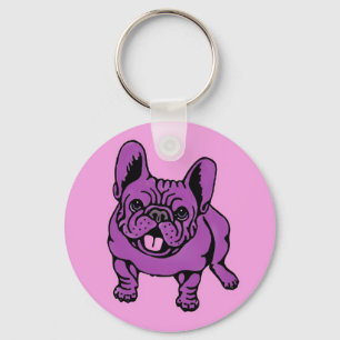 Purple Frenchie Key Ring