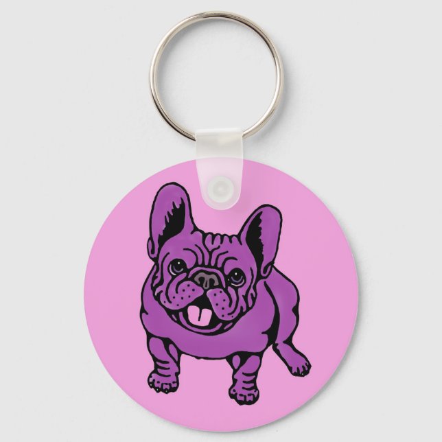 Purple Frenchie Key Ring (Front)