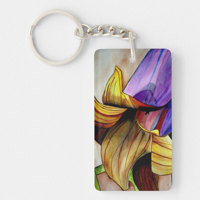 Purple Fritillart flower original watercolor art Key Ring (Front)
