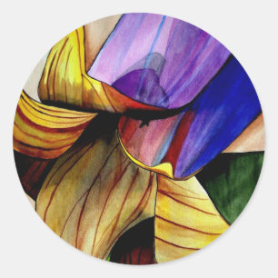 Purple Fritillary flower original art watercolor Classic Round Sticker