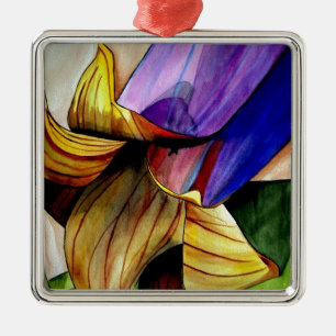 Purple Fritillary flower original art watercolor Metal Tree Decoration