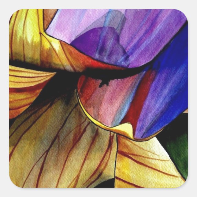 Purple Fritillary flower original art watercolor Square Sticker (Front)