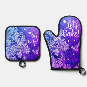 Purple Frost Oven Mitt & Pot Holder Set