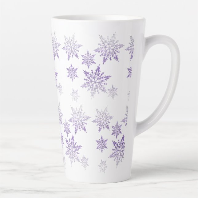 Purple Frost Snowflakes Latte Mug (Right)