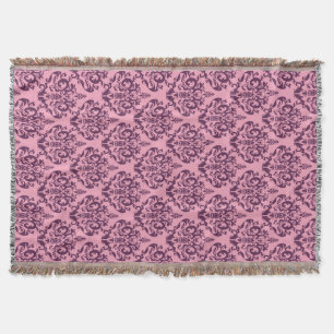 Purple Frosted Orchid Damask Throw Blanket