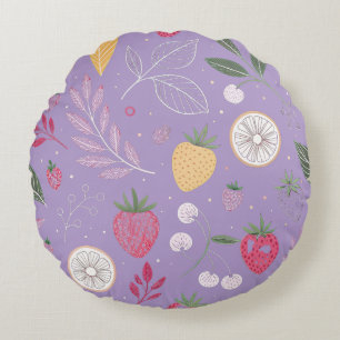 “Purple Fruit Floral Round Pillow” Cushion
