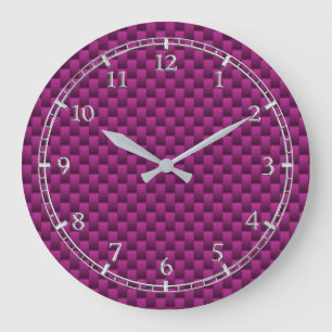 Purple Fuchsia Carbon Fibre Dial Large Clock