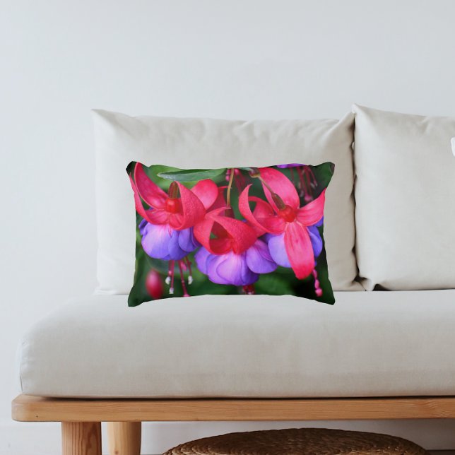 Purple Fuchsia Flowers with Pink Sepals Floral Decorative Cushion (In Situ Sofa)