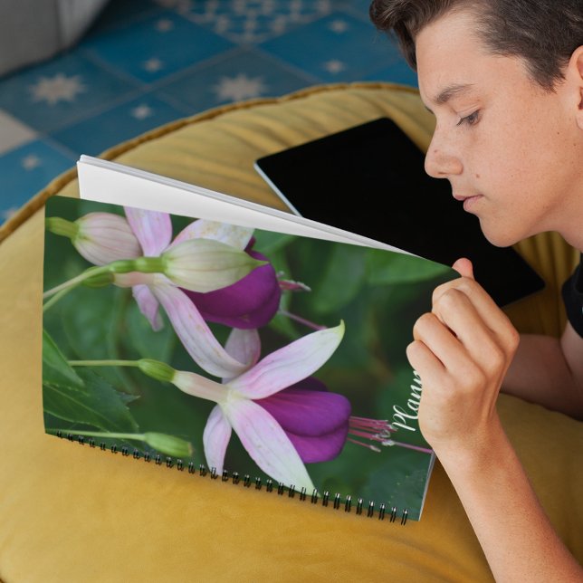 Purple Fuchsia Flowers with White Sepals Floral Planner (In Situ)