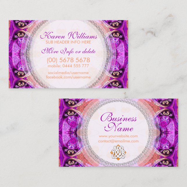 Purple Fuchsia Healing New Age Business Card (Front/Back)