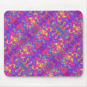 Purple, Fuchsia, Orange & Yellow Swirl Pattern Mouse Mat