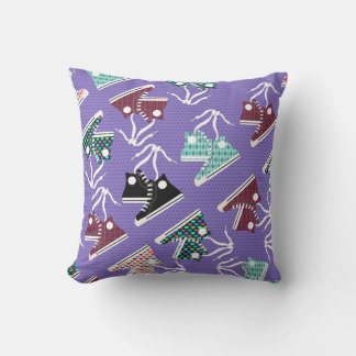 Purple Fun Retro Colourful Sneaker Cartoon Pattern Cushion