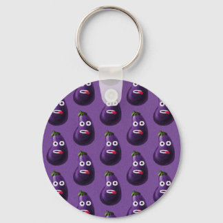 Purple Funny Cartoon Eggplant Pattern Key Ring