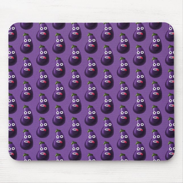 Purple Funny Cartoon Eggplant Pattern Mouse Mat (Front)