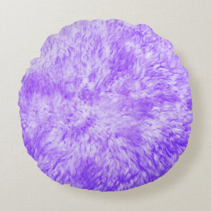 Purple Fur Frenzy Round Cushion