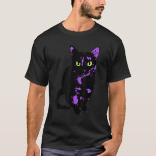 Purple Fur Witch Familiar Halloween Cat T-Shirt