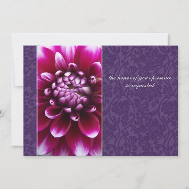 Purple Fuschia Dahlia Wedding Invitation (Front)
