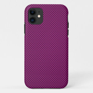 Purple Fushia Carbon Fibre Style Print iPhone 11 Case