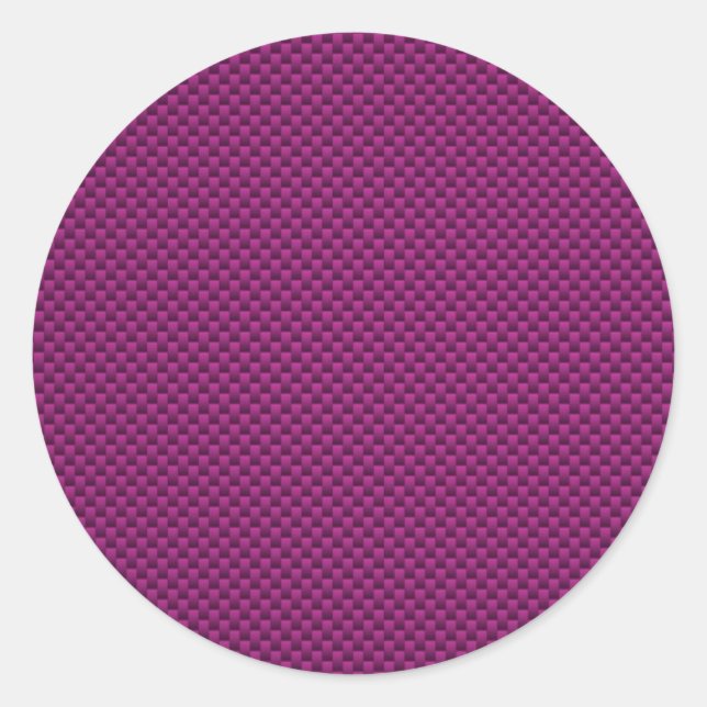 Purple Fushia Carbon Fibre Style Print Classic Round Sticker (Front)