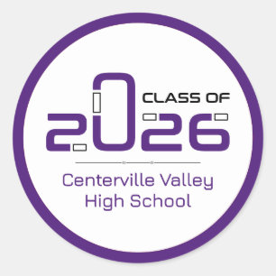 Purple Futuristic Class of 2026 Classic Round Sticker