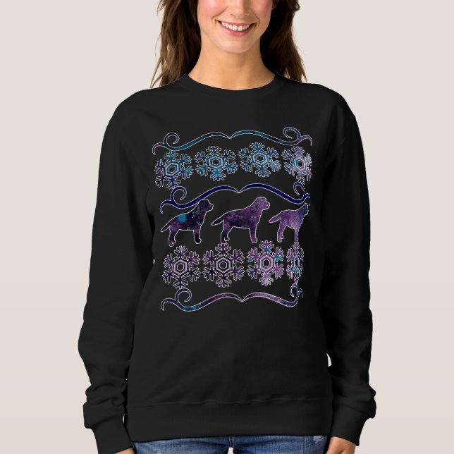 Purple Galactic Labrador Ugly Christmas Sweater (Front)