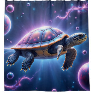 Purple Galactic Sea Turtle Shower Curtain