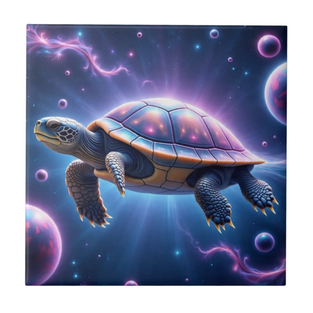 Purple Galactic Sea Turtle Tile (Front)