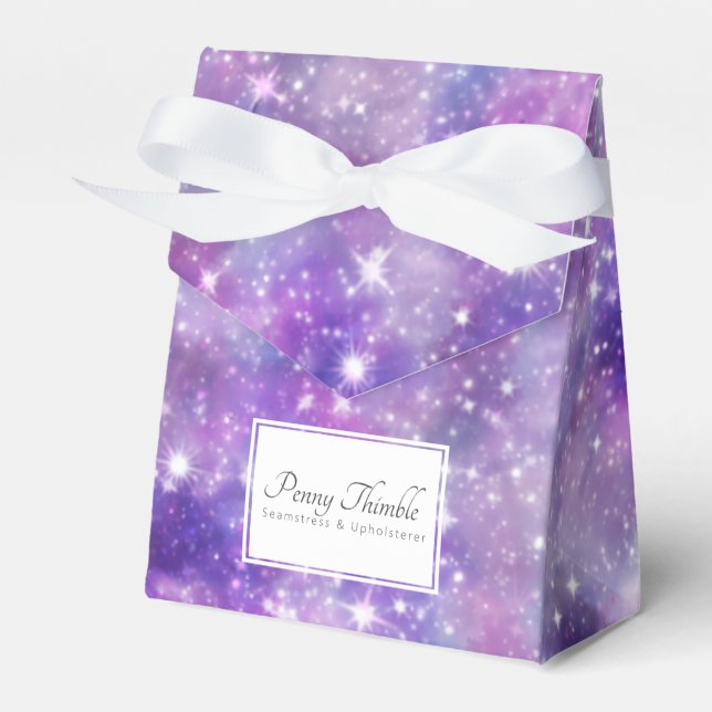 Purple Galaxy and stars Favour Box (Front Side)