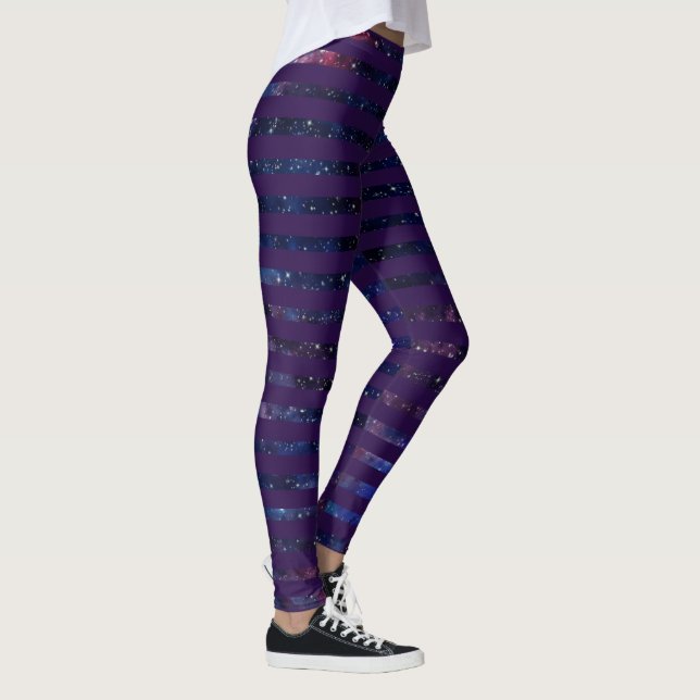 Purple Galaxy and Stripes Leggings (Right)