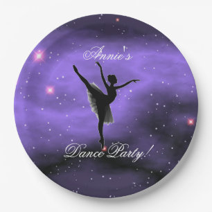 Purple Galaxy Ballerina Dance Party Paper Plates