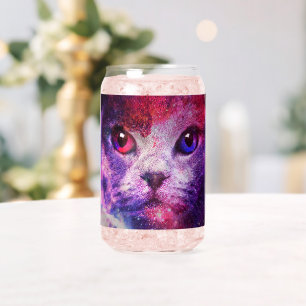 Purple Galaxy Cat Can Glass