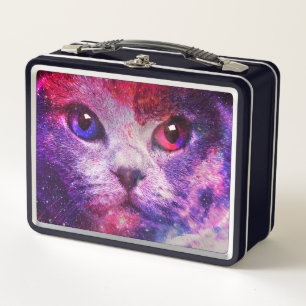 Purple Galaxy Cat  Metal Lunch Box