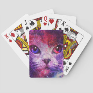 Purple Galaxy Cat Playing Cards