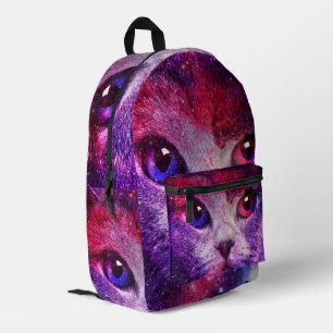 Purple Galaxy Cat  Printed Backpack