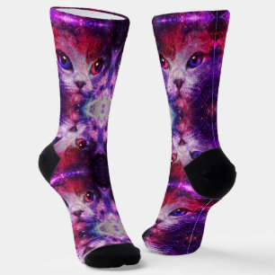 Purple Galaxy Cat Socks