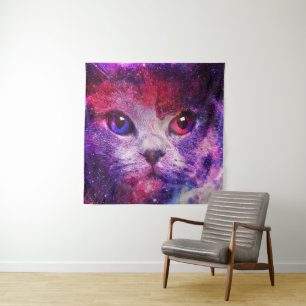 Purple Galaxy Cat  Tapestry