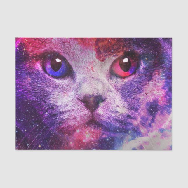 Purple Galaxy Cat  Tissue Paper (Front)