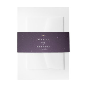 Purple Galaxy Celestial Gold Moon Cycle Wedding Invitation Belly Band
