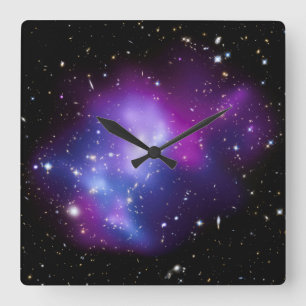 Purple Galaxy Celestial Photo Square Wall Clock
