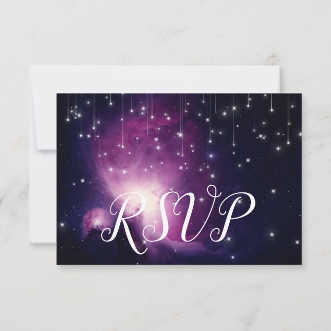  Purple Galaxy Celestial Stars RSVP Response Invitation (Back)