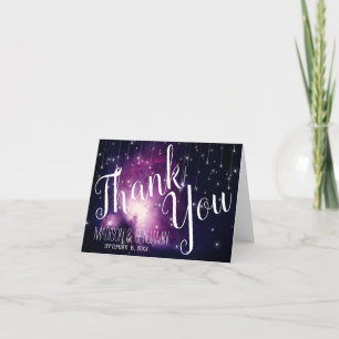 Purple Galaxy Celestial Stars Wedding Thank You Card